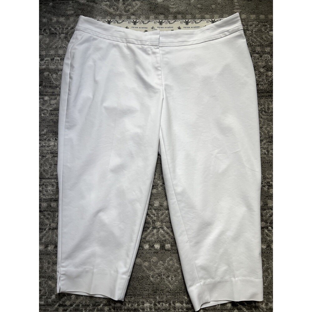 Peter Nygard Cropped Pants Women's 22W White Slim Fit Stretch
